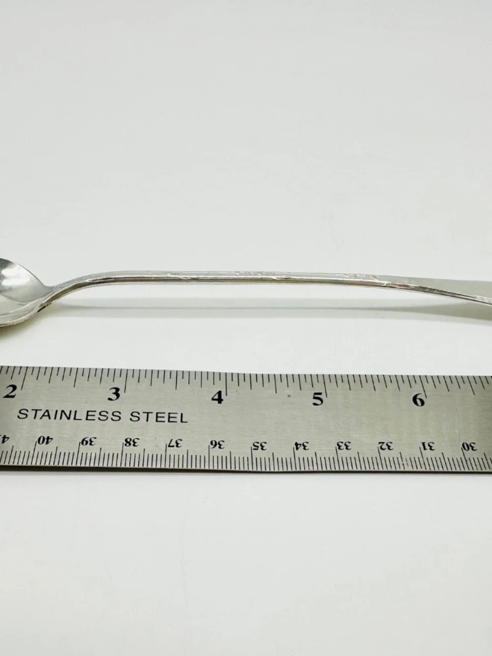 NEW ENGLAND Silver Plate Long Iced Tea Spoons LOT of 6 - Antique 1919 Rosemary